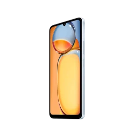 Xiaomi Redmi 13C beyaz akıllı telefon, ön ekran ve yan çerçeve detaylı açıdan görünüm