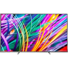Philips 75PUS8303 Ultra HD 4K LED televizyon ekranında renkli ışık efektleri, genel renkli vitrin görünümü