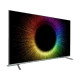 Vestel 65UM9910 Ultra HD 4K LED televizyon, renkli halka deseni ve ince ayak tasarımıyla görüntüleniyor