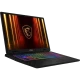 MSI Crosshair 16 HX AI D2XWGKG-047XTR koyu gri oyuncu laptop; RGB ışıklı klavye ve kalkan amblemi görünüyor