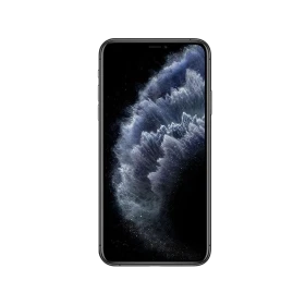 Apple iPhone 11 Pro Max siyah akıllı telefon, önden ekran görünümüyle ana vitrin çekimi