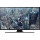 Samsung 40JU6470 Ultra HD 4K TV vitrin görseli; şehir manzaralı ekranda siyah ekran tasarımı
