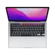 Apple MacBook Pro M2 13.3 inç gümüş laptop, açık ekranı ve Touch Bar klavyesiyle üstten görünüm