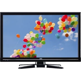 SEG LE22SAT227-B Full HD siyah LED televizyon, ekranda renkli balonlar ve gökyüzü görüntüsüyle önden görünüm