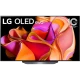 LG OLED55CS3VA Ultra HD 4K OLED televizyon; siyah çerçeveli, canlı renkli arayüz ekranlı vitrin görünümü