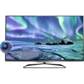 Philips 50PFL5028K Full HD LED televizyon, siyah standlı, uzay temalı canlı ekran görüntüsüyle vitrin görseli
