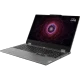 Gri Lenovo LOQ 15ARP9 83JC00FKTR CD60 oyuncu laptop, açık ekranlı ve tam boy klavyeli açıdan görünüm