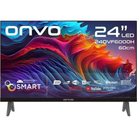 Onvo 24OVF6000H HD Ready LED televizyon, siyah çerçeveli 24 inç ekran ve ayaklı tasarım