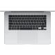 Apple MacBook Air M4 15.3 inç gümüş laptop, üstten görünümde klavye ve geniş trackpad detaylarıyla