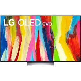 LG OLED55C24LA Ultra HD 4K OLED televizyon; renkli canlı ekran görüntüsü ile vitrin sunumu, genel renk.