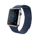 Apple Watch 42 mm gümüş paslanmaz çelik kasa ve gece mavisi deri Loop akıllı saat