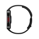 Xiaomi Redmi Watch 6 Lite siyah akıllı saatin yandan görünümü, kırmızı düğme ve siyah kordon detayları