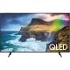 Samsung 65Q70R Ultra HD 4K QLED televizyon; siyah çerçeveli, doğal manzara ve QLED yazılı ekran vitrini