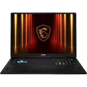 MSI Vector 18 HX AI A2XWHGTIH21 koyu gri oyuncu laptop ekranında ejderha amblemi ve RGB klavye ışıkları görünüyor