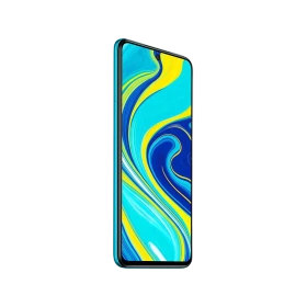 Yeşil Xiaomi Redmi Note 9s akıllı telefon, önden ekran görünümü ve ince çerçeveli tasarım