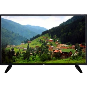 SEG 48SBF700 Full HD FHD LED televizyon, siyah çerçeveli ekranında dağ köyü manzarası gösteriyor