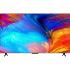 TCL 55V6A Ultra HD 4K LED televizyon; canlı renkli soyut ekran, siyah tasarımlı vitrin ürünü