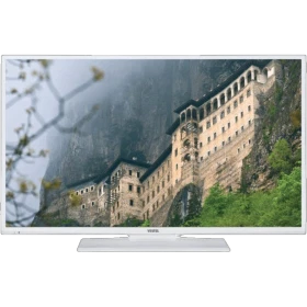 Vestel 43FB5000B Full HD LED televizyon, beyaz çerçeveli ve manzara görüntüsüyle önden görünüm