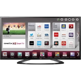 LG 47LA640S Full HD LED televizyon; açık menü ekranı görünen akıllı TV vitrin görseli, genel siyah tasarım