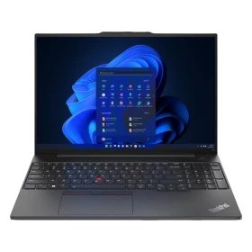Lenovo ThinkPad E16 G2 21MA008XTX siyah iş ve ofis laptopu, açık ekran ve tam klavye görünümüyle