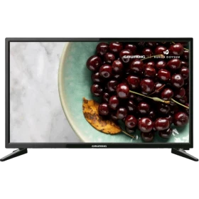 Grundig 24 GCH 5900B HD Ready LED TV, siyah çerçeveli televizyon ve kiraz görüntüsü