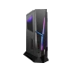 MSI MEG Trident X 10SE-851EU siyah masaüstü bilgisayar, önden açılı görünüm ve RGB aydınlatma