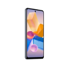 Siyah Infinix Hot 40 Pro akıllı telefon, ince çerçeveli ekran ve ortada delikli ön kamera tasarımıyla önden görünüm