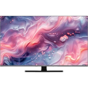 Vestel 65UG9940 Ultra HD 4K LED televizyon, renkli soyut görüntü gösteren ince siyah ekran