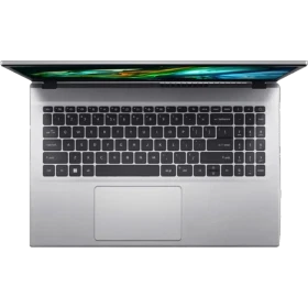 Acer Aspire 3 A315-44P-R9Y8 gümüş iş ve ofis laptopu, açık kapaklı üstten görünüm klavye detayı