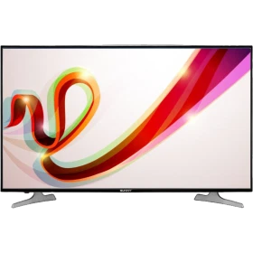 Sunny uydu alıcılı Full HD 55 inç televizyon, siyah çerçeveli ekranında renkli soyut desen gösteriyor