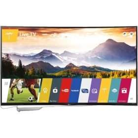 LG 55UG870V Ultra HD 4K LED TV, vitrin görünümü; dağ manzaralı canlı TV ekranı ile modern tasarım