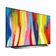 LG OLED48C24LA Ultra HD 4K OLED televizyon, genel renk, renkli ekran yansımasıyla önden görünüm