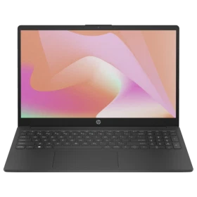 HP 15-fc0001nt 7P6K2EA siyah iş ve ofis laptopu, açık ekranlı klavye görünümüyle vitrin fotoğrafı