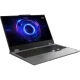 Lenovo LOQ 15IRX10 83JE00EQTR gri oyuncu laptop, açık ekranda RGB aydınlatmalı klavye ile önden görünüm