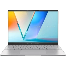 Asus Vivobook S14 M5406KA-PP130W gümüş ultrabook laptop; açık ekran ve klavye görünüyor.