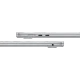 Apple MacBook Air M4 15.3 inç gümüş laptop, ince yan profil görünümüyle MagSafe, USB-C ve kulaklık girişi detailli