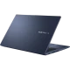 Koyu mavi Asus VivoBook 15 M1502YA-BQ186 iş ve ofis laptopu açık kasa, arka kapak ve klavye görünümü