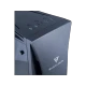 Casper E86Z.770K-D420P-V siyah masaüstü bilgisayar kasası, üst bağlantı noktaları ve Excalibur logosuyla