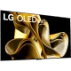 LG OLED77M39LA Ultra HD 4K OLED televizyon; siyah ekranda altın soyut desen ve OLED evo yazısı.