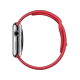 Apple Watch 42 mm gümüş paslanmaz çelik kasa ve kırmızı PRODUCT RED spor kordon, yandan görünüm