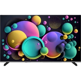 Vestel 65UA9631 Ultra HD 4K LED televizyon, siyah çerçeveli ve renkli küre desenli ekran