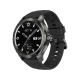 Honor Choice Watch 2 Epic siyah akıllı saat, yuvarlak kadranı ve silikon kayışıyla üç çeyrek açıdan görünür.