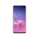 Siyah Samsung Galaxy S10 Plus akıllı telefonun önden görünümü, kavisli ekran ve çift ön kamera detaylı