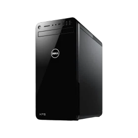 Dell XPS 8930 siyah masaüstü bilgisayar kasası, önden ve yandan görünümüyle