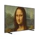 Samsung 85LS03B Ultra HD 4K QLED televizyon ekranda Mona Lisa portresi, genel siyah tasarım