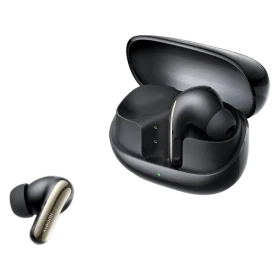 Xiaomi Buds 5 Pro Wi-Fi siyah tam kablosuz kulaklık, şarj kutusu ve tek kulaklıkla birlikte