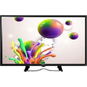 Sunny Assos 3D Smart 42 inç Full HD uydu alıcılı siyah televizyon, renkli baloncuk görüntüsüyle önden görünüm