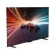 Vestel 65QG9960 Ultra HD 4K QLED televizyon, ince çerçeveli siyah tasarım ve yarış arabaları görüntüsüyle.