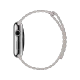 Apple Watch 42 mm gümüş paslanmaz çelik kasa ve beyaz deri Loop, yandan görünüm