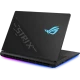 Asus ROG Strix Scar 18 G835LX-SA156 siyah oyuncu laptop, arkadan aydınlatmalı logo ve mavi detaylar.